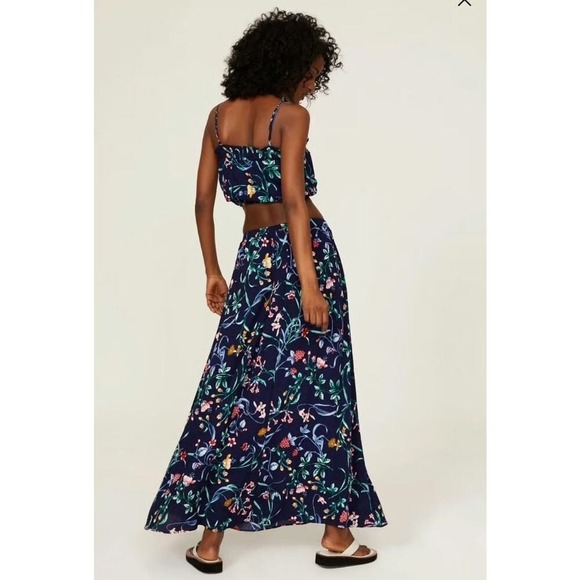 SPRING SALE! Slate & Willow Navy Floral Maxi Skirt Size Medium - Picture 4 of 7